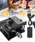 Top Pick Mini Table Saw With A Slick 25 Piece Cutting Kit For Effortless Wood And Jade Crafting Featuring Heavy Duty Lathe Polishing And Power Drilling Tools US Plug Included, compact design with blades and motor.