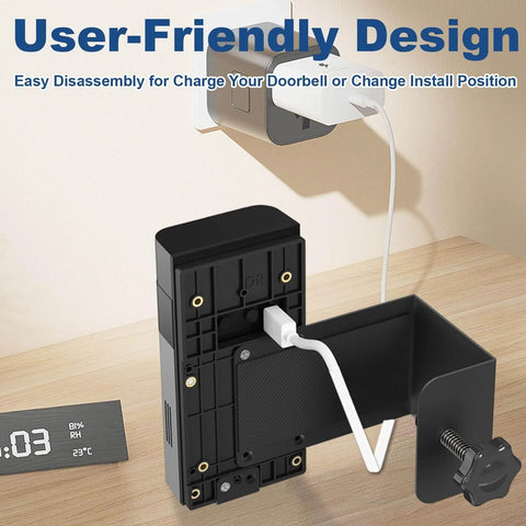 Anti Theft Video Doorbell Mount No Drill Bracket For Battery And Video Doorbells on table, showing user-friendly design.