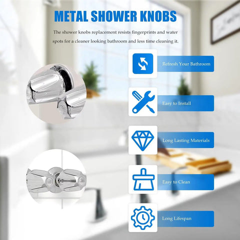 Stylish Polished Chrome Shower Knob 2 Piece Replacement Kit For Price Pfister Verve Tub Handles With 9.5mm Valves And Compact Design For A sleek Bathroom Upgrade metal shower knobs with chrome finish