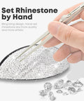 Setting rhinestones by hand on 2 Piece Bling Crystal Drawer Pulls Flat Cup Handles Zinc Alloy With Rhinestones For Cabinets Dresser Kitchen