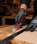 Heavy Duty Utility Knife Set 25mm Retractable Box Cutter With Auto Lock 11 Replacement Blades Snap Off Blade Cable Slot And Non Slip Ergonomic Grip For Warehouse Pros And DIYers cutting wood