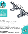 8 Inch Polished Deck Cleat Built Tough From 316 Stainless Steel For Saltwater Boats, real marine hardware, flush mount cleat