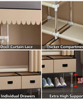Heavy Duty Canvas Wardrobe Stack With Metal Hanging Rail And Deep Shelves features door curtain lace, thicker compartments, individual drawers, and extra high support.
