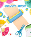 Wave Shaper Paper Crimper for Crafts AngleKai Craft Crimper Tool with blue construction and 4.5 inch capacity in use.