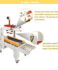 Top Shelf Automatic Tape Sealing Machine For Carton Box Packing featuring height ruler and width adjuster for 80-300mm cartons.