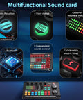 Multifunctional sound card with noise reduction, voice change, Bluetooth, and sound control for All In One Podcast Gear Bundle