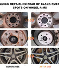Pro Grade Wheel Hub Cleaning Kit With Brake Resurfacing And Three Rust Removal Pads For Knocking Out Old Rot And Polishing Studs To A Slick Smooth Finish Fits Electric Drill Or Half Inch Impact Wrench For Keep Your Wheels Rolling Tight, before and after images of wheel hub cleaning.