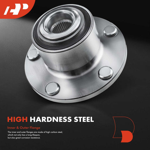 Front Wheel Bearing And Hub Assembly For Mazda 3 2004 2005 2.0L 2.3L With 5 Lug Compatibility High Load Ball Bearing Hub Replacement Kit For Durable Smooth Quiet Driving And Easy Installation showing high hardness steel.