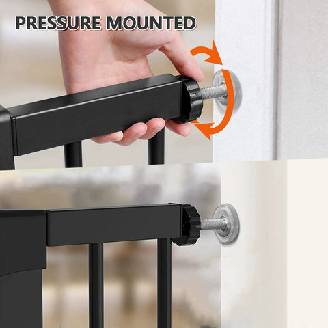Hand adjusting Wide Fit Baby Gate For Stairs And Doorways Auto Close Fits 29.93 To 46 Inch Openings 30 Inch Tall Walk Through Indoor Gate