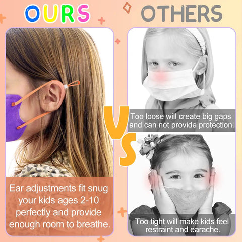 Comparison of Kids KN95 Masks 50 Pack 5 Layer Disposable Face Masks in Multicolor with adjustable ear loops for comfort and protection