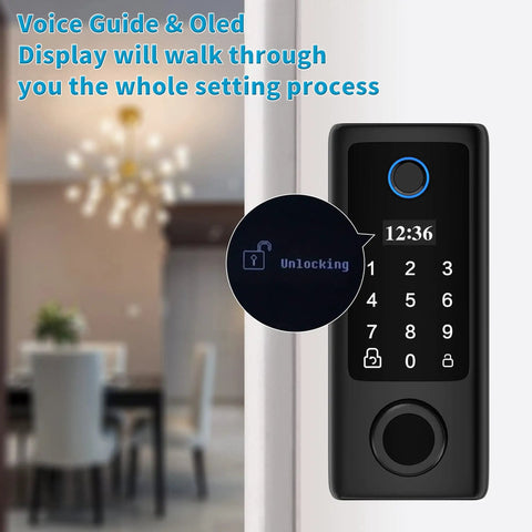 Smart Door Lock With Fingerprint And Keyless Entry No Key Hassle Electronic Keypad Deadbolt Front Door Handle Set In Black
