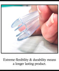 Close-up of Clear PVC Piano Style Hinge 24 Inch No Screw Or Glue Required For Three Sixteenth Inch Material showing flexibility.