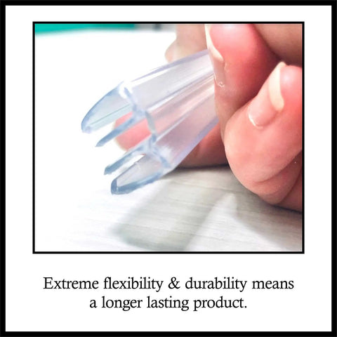 Super Flexible Clear PVC Living Hinge 4 Pack Pinless Piano Style For Quarter Inch Plexiglass And Acrylic Sheets 24 Inches Long detailed close-up in hand.