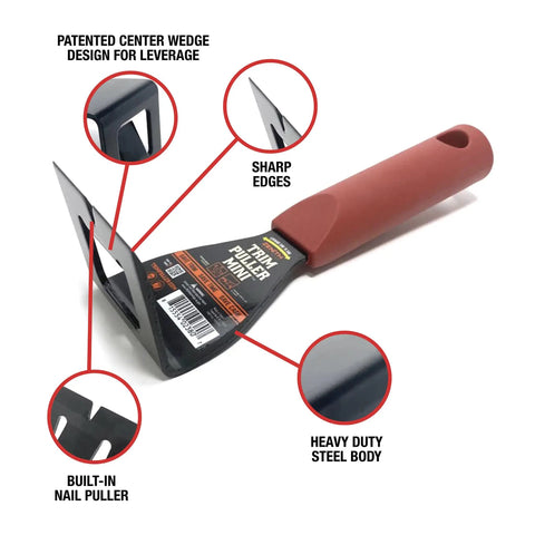 Lightweight Trim Puller Mini Multi Tool For Tight Spaces with easy grip, heavy-duty steel, and built-in nail puller.