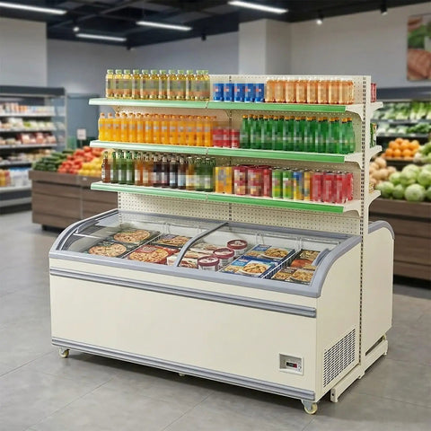 Top Shelf Heavy Duty Double Sided Gondola Shelving Above Fridge Display Rack Adjustable Commercial Metal Storage Unit Big Time Grocery Liquor Shop Organization Flex Build Sleek Gray Finish