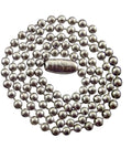 24 Inch Ball Chain Necklace In T304 Stainless Steel Two Point Four Millimeter Gauge Made In The USA Rust Resistant Matte Finish