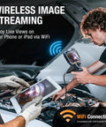 Mechanic using Four Way Articulating Borescope With Dual Lens Endoscope, 1080P HD Steerable Mechanic Inspection Camera With LED Light