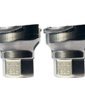 Two SOEOSSUM spray gun adapters, 16 mm female S2c, 1.5 mm thread, high-strength alloy stainless steel, silver.