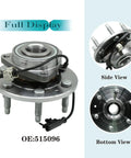 Front Wheel Hub And Bearing Assembly For Chevy Tahoe Silverado 1500 Suburban Avalanche Escalade Yukon Sierra 4WD 2007 2014 Replacement Premium OEM Grade With Durable Bearings And Easy Install, side and bottom views