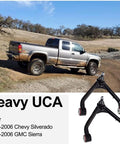 Upper Control Arms Kit For Beefed-Up 2-4 Inch Lift With Tubular Ball Joints And Alpha Chromoly Joints, Maintenance Free Thermofuse Bushings, Hardware Included, Fits 1999-2006 Silverado 1500 Sierra 4WD 4X4 6-Lug, Pair on lifted Chevy truck