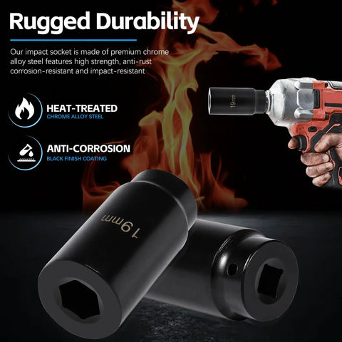 Honda 19mm Harmonic Balancer Socket Tool For Crank Bolt with heat-treated chrome alloy steel highlighting rugged durability.