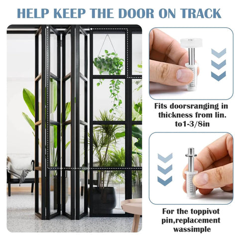 Spring Loaded DIY-Friendly Bi-Fold Door Hardware Kit With Top Roller Guide Wheels And Pivots For Folding Closet Doors in use