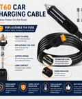 No Hassle Bulletproof XT60 To 12V 24V Car Charger Cable, 15A fuse, copper spring, and secure clips for RVs and road trips.