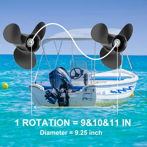 OEM Upgrade 9.25 Inch Boat Propeller With 9 10 11 Pitch 14 Spline 3 Blades Right Rotation Aluminum For Tohatsu Outboards 9.9 12 15 18 20 HP And MFS NSM Motors Fits Two And A Half Inch Gearcase