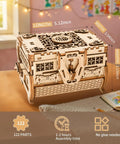 3D Wooden Puzzle Treasure Box With Moving Drawers And Mechanical Gears, DIY Model Kit For Adults And Kids, Creative Gift For Birthday Or Christmas, Fun Interactive Jewelry Storage Puzzle Box, 5.12 x 3.54 x 3.15 in