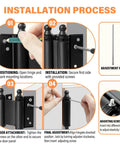 Installation process for 4 Pack 3 Inch Double Action Spring Hinges For Saloon Doors Stainless Steel Black, showing step-by-step guide.