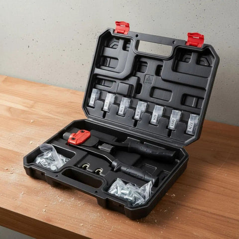 Heavy Duty Rivet Nut Tool Kit With Quick Change Mandrels Industrial Hand Riveter Threaded Insert Tool Alloy Steel Construction For Versatile High Strength Projects And DIY Repairs in case