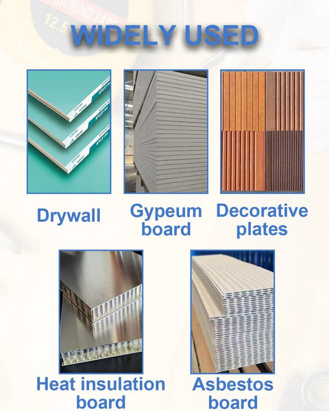 Variety of boards including drywall, gypsum, decorative, heat insulation, and asbestos board used with 160 Piece Black Drywall Anchors And Screws Kit