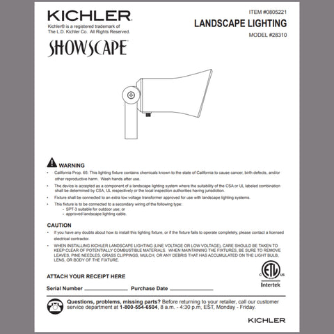 Manual for Showscape Collection LED MR16 Landscape Accent Lights Wall Wash Spotlight, Olde Bronze, 4 Pack, features safety instructions.