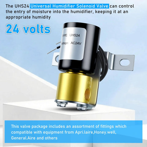 Universal 24V Humidifier Solenoid Valve UHS24 Replacement For Aprilaire 4040 99053 And HE280 32001639002 U147112