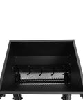 Interior view of Lawn Drop Spreader With Handle Four Wheels Adjustable Rate For Fertilizer Grass Seed Compost Topdressing Landscaping Use