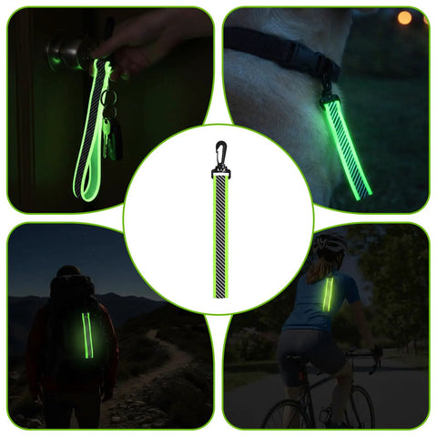 6 Pack Reflective Straps Glow In The Dark High Visibility Backpack Tags For Clothes Walking Cycling Dog Collar Camping