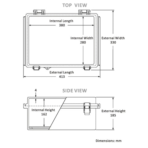 Dimensions of UL Listed Nema 6 Junction Box With Mounting Plate Heavy Duty Weatherproof Electrical Enclosure in grey.