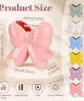Six Piece Bow Pencil Holder Set For Back To School Ceramic Coquette Pen Holder Desk Organizer with pastel colors and dimensions.