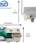 Ice Maker Water Valve Replacement For Model Specific Ice Machines 120V 60Hz 20W showing dimensions and connection ports
