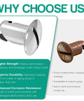 Heavy Duty Stainless Steel Quarter Turn Fasteners 20 Pack Chrome Plated 7/16 Oval Button Latches close-up comparison image.