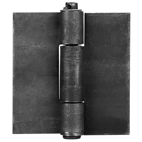 6 Pack Heavy Duty Weld On Steel Gate Hinges Set, 4 3 8 Inch By 4 1 8 Inch, 5 mm Thick, Each Pair Supports Up To 500 Lb, 285 Degree Swing, Weldable Steel Hinges For Durable Fence Gates., black weld-on steel gate hinge, front view