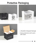 Premium Acrylic Laundry Pods Container With Lid packaging with protective foam, showing box for Tide Pods and detergent capsules storage.