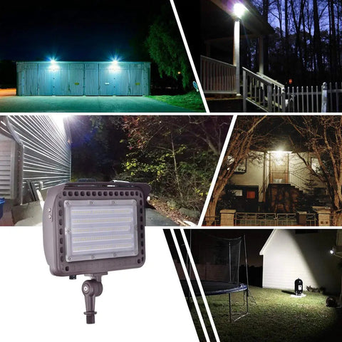 Powerful 100W LED Flood Light Outdoor 14000LM IP65 Waterproof With 180 Degree Adjustable Knuckle Mount illuminating various outdoor areas