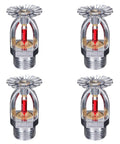 Slick Chrome Plated Copper Pendent Fire Sprinkler Heads Four Pack With Kickass One Half Inch NPT Threads And Hella Dependable 155 Fahrenheit Red Bulb For Super Smooth Indoor Coverage