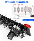 5 In 1 Rocker Switch Panel With Engine Start Button And Relay Harness, wiring diagram, easy install, 12V LED toggle switches