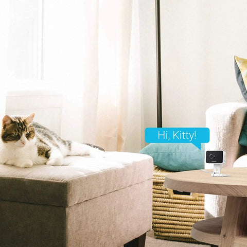 All In One Home Security Camera Bundle For Indoor And Outdoor Use 1080p HD Wireless WiFi Motion Detection No Fuss Setup in living room.