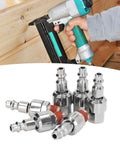 Badass 6 Pack Stainless Steel Air Hose Fittings Featuring Slick 360 Degree Rotating Coupler And Quick Connect Male Plug With Quarter Inch Npt Threads Designed For Air Compressor Mods Upgrades with pneumatic nail gun.