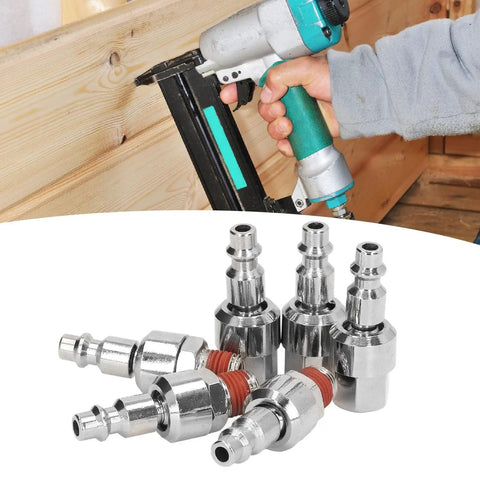 Badass 6 Pack Stainless Steel Air Hose Fittings Featuring Slick 360 Degree Rotating Coupler And Quick Connect Male Plug With Quarter Inch Npt Threads Designed For Air Compressor Mods Upgrades with pneumatic nail gun.