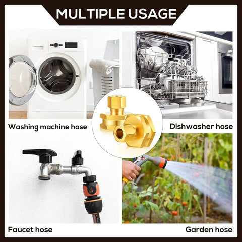 Two Pack Heavy Duty Brass Garden Hose Adapters Set Three Eighths To Three Quarters Of An Inch Female To Female Swivel Compression For Outdoor Watering Car Washing And Garden Irrigation, brass hose fittings for washing machine, dishwasher, faucet, and garden hose