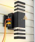 Dusk To Dawn Outdoor Light With GFCI Outlet And Two Outlets IP65 Waterproof Rust Resistant Porch Light on house wall